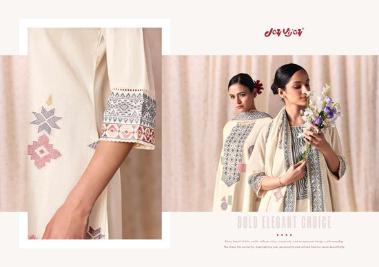 Jay Vijay Classic Vibes Cotton Jacquard Embroidered Dress Material