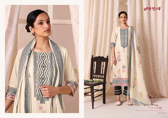 Jay Vijay Classic Vibes Cotton Jacquard Embroidered Dress Material