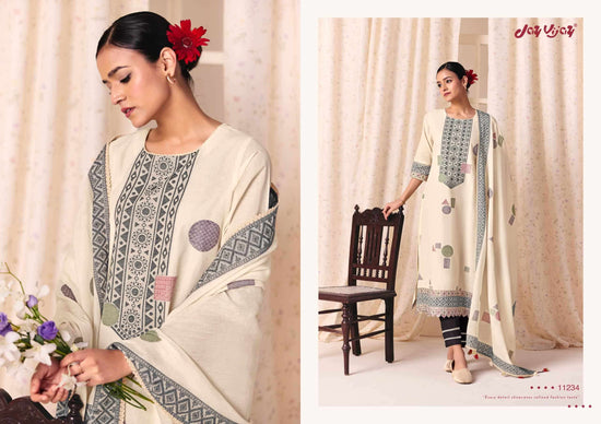 Jay Vijay Classic Vibes Cotton Jacquard Embroidered Dress Material