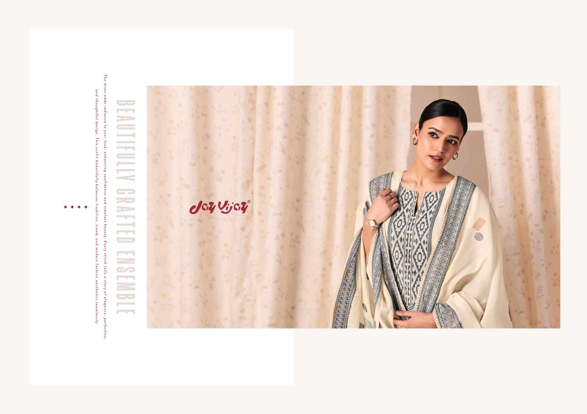 Jay Vijay Classic Vibes Cotton Jacquard Embroidered Dress Material
