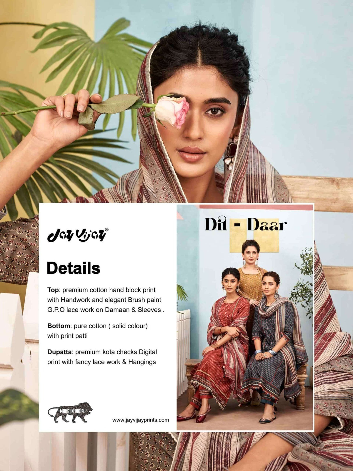 Jay Vijay Dil Daar Premium Cotton Dress Material - Amrah Wholesale