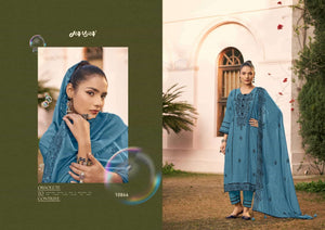 Jay Vijay Dorika Premium Malai Chanderi Embroidered Dress Material - Amrah Wholesale