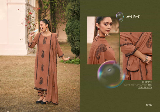 Jay Vijay Dorika Premium Malai Chanderi Embroidered Dress Material - Amrah Wholesale