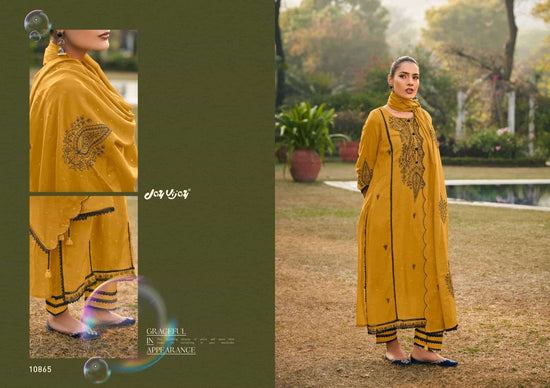 Jay Vijay Dorika Premium Malai Chanderi Embroidered Dress Material - Amrah Wholesale