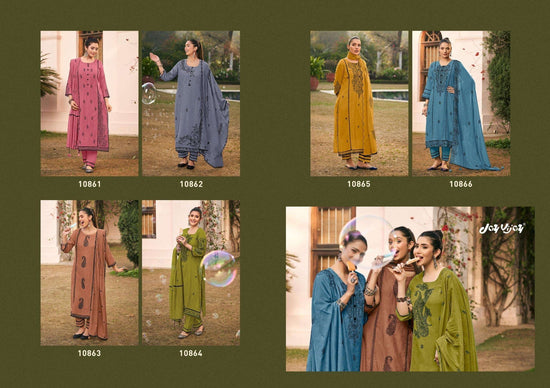 Jay Vijay Dorika Premium Malai Chanderi Embroidered Dress Material - Amrah Wholesale