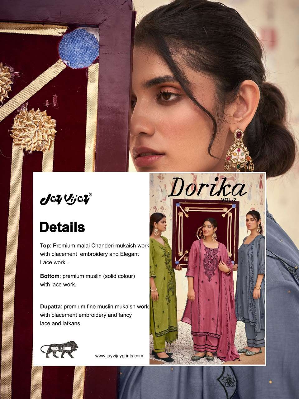 Jay Vijay Dorika Vol 2 Malai Chanderi Dress Material