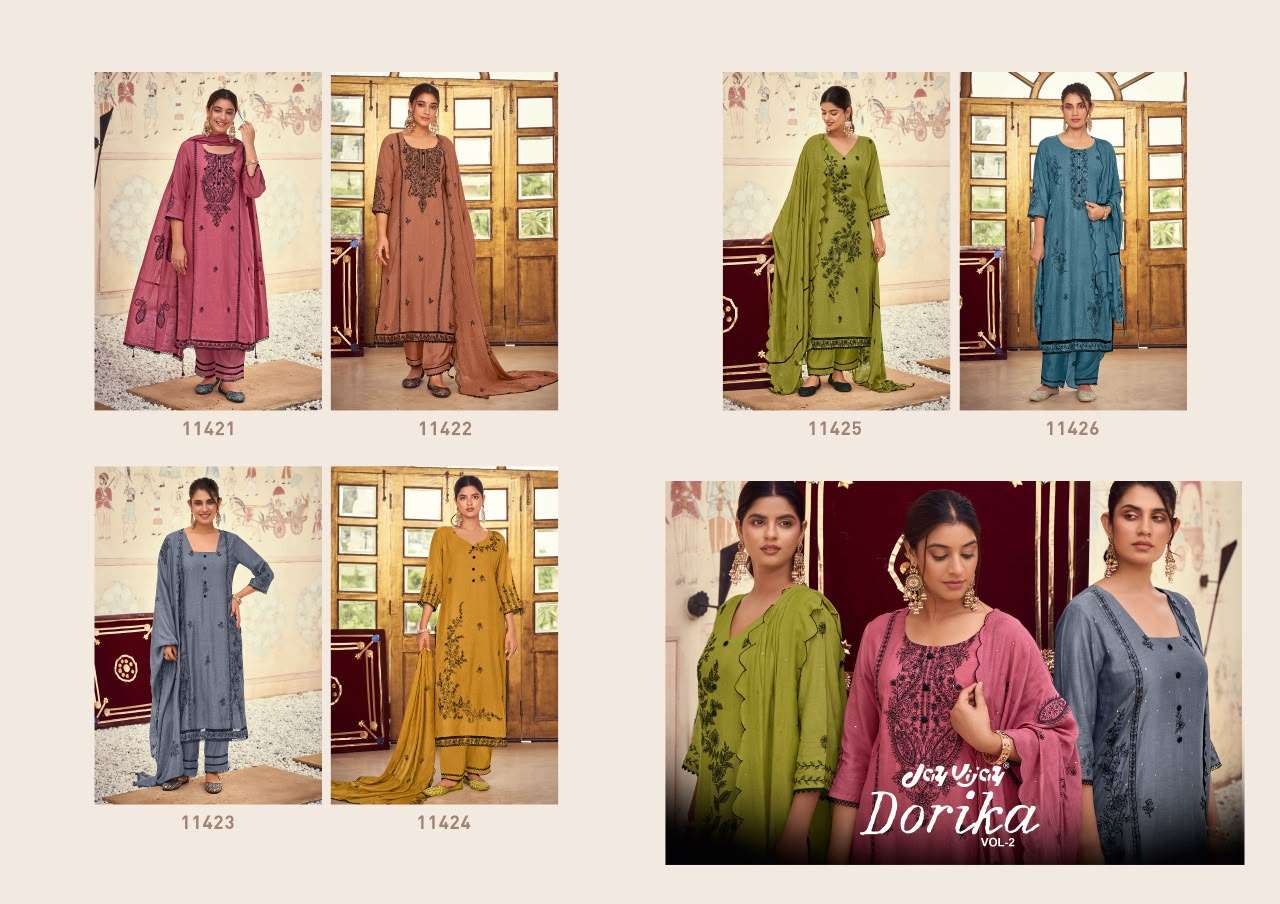 Jay Vijay Dorika Vol 2 Malai Chanderi Dress Material