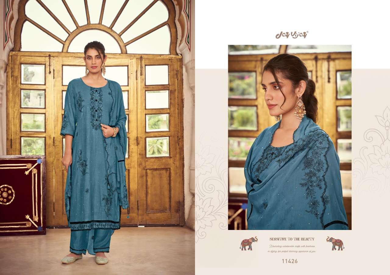 Jay Vijay Dorika Vol 2 Malai Chanderi Dress Material
