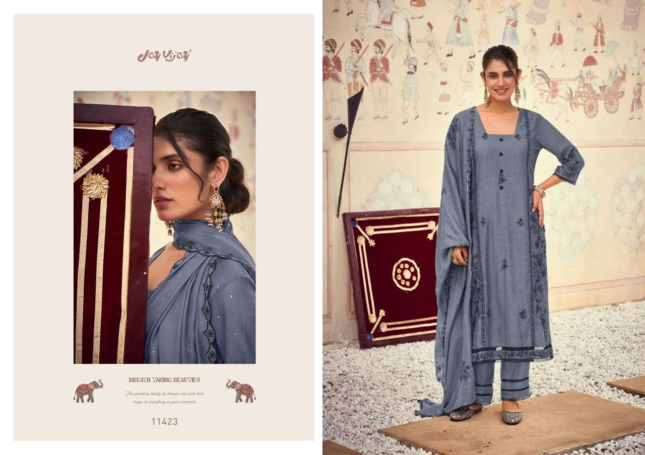Jay Vijay Dorika Vol 2 Malai Chanderi Dress Material