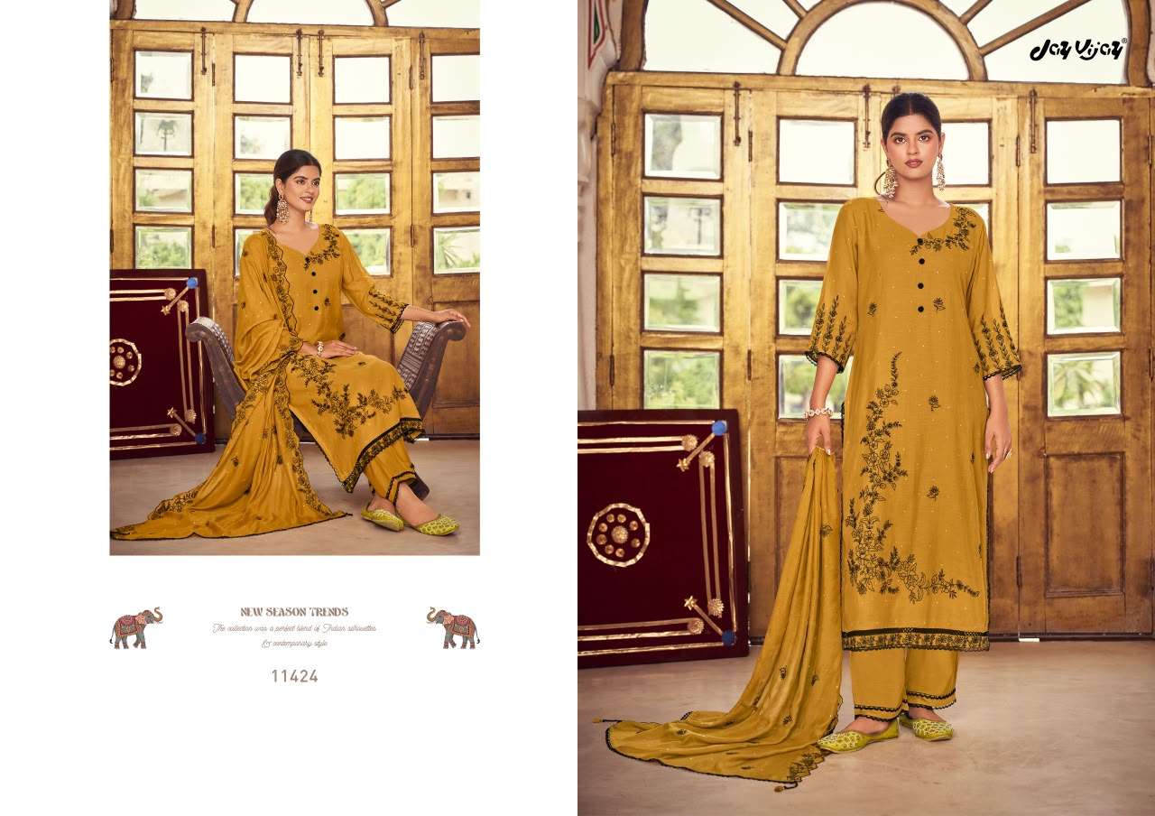 Jay Vijay Dorika Vol 2 Malai Chanderi Dress Material