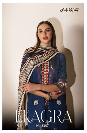 Jay Vijay Ekagra 3357 Bemberg Modal Satin Ajrak Print Dress Material