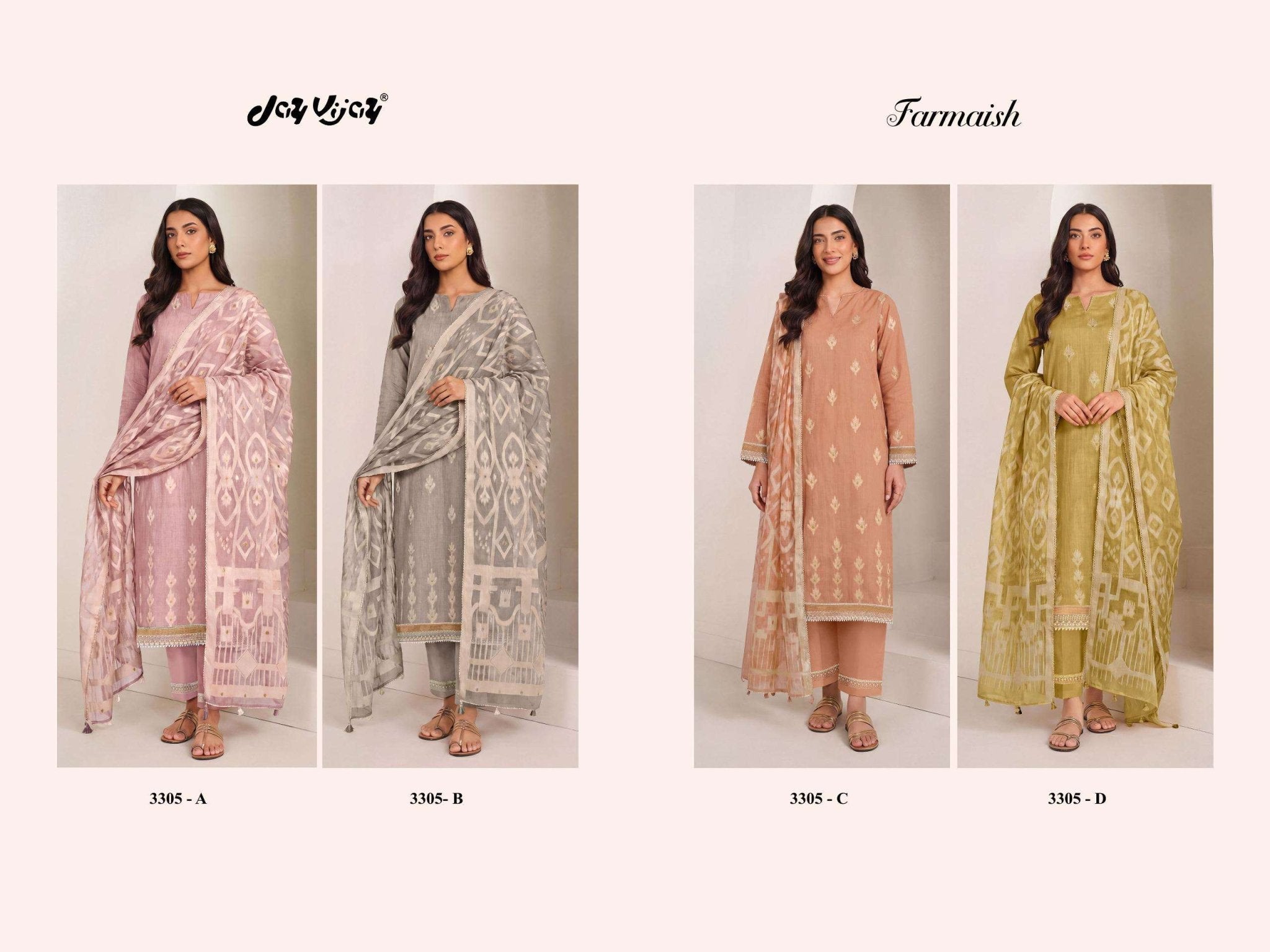 Jay Vijay Farmaish 3305 Mal Chanderi Jacquard Dress Material - Amrah Wholesale