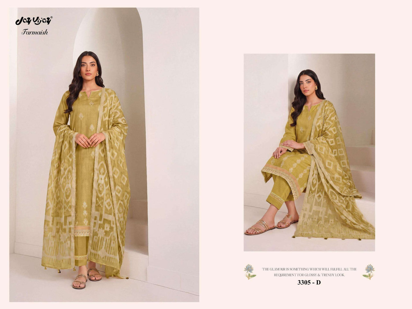 Jay Vijay Farmaish 3305 Mal Chanderi Jacquard Dress Material - Amrah Wholesale