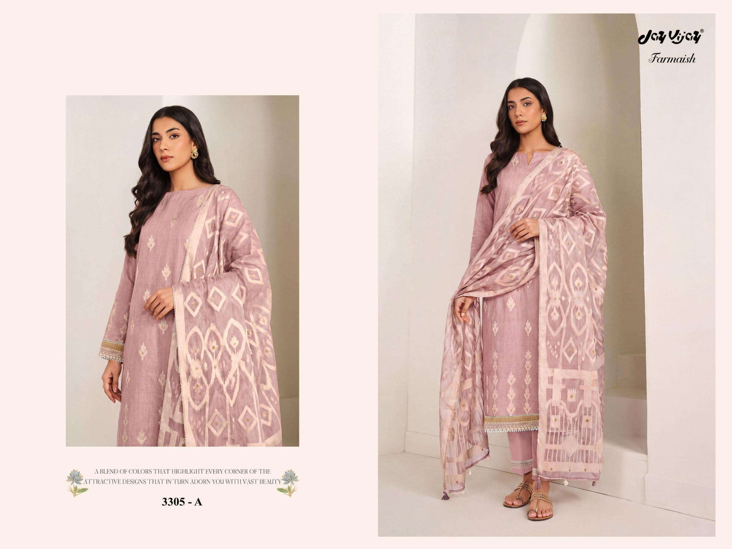 Jay Vijay Farmaish 3305 Mal Chanderi Jacquard Dress Material - Amrah Wholesale