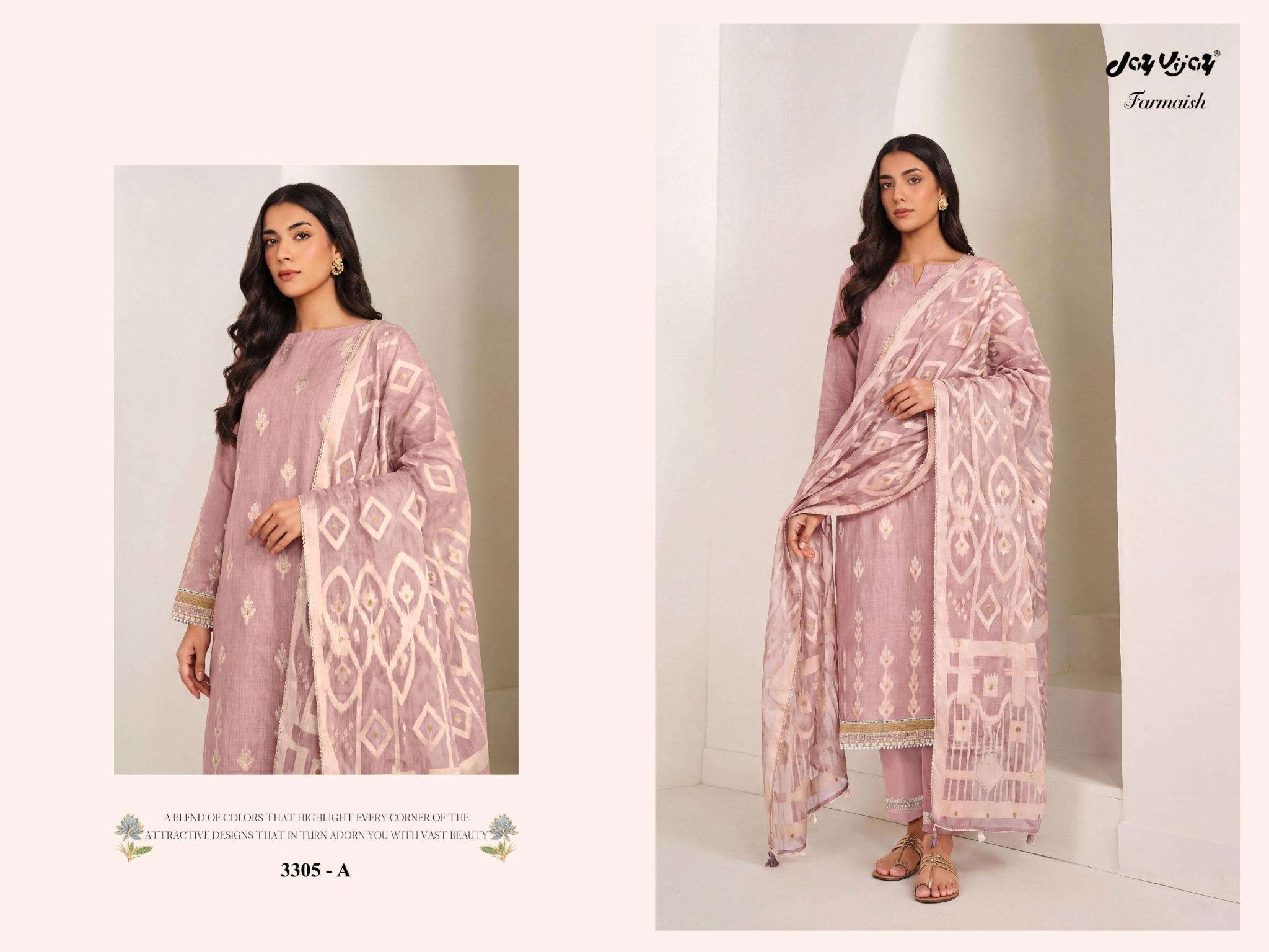 Jay Vijay Farmaish 3305 Mal Chanderi Jacquard Dress Material - Amrah Wholesale