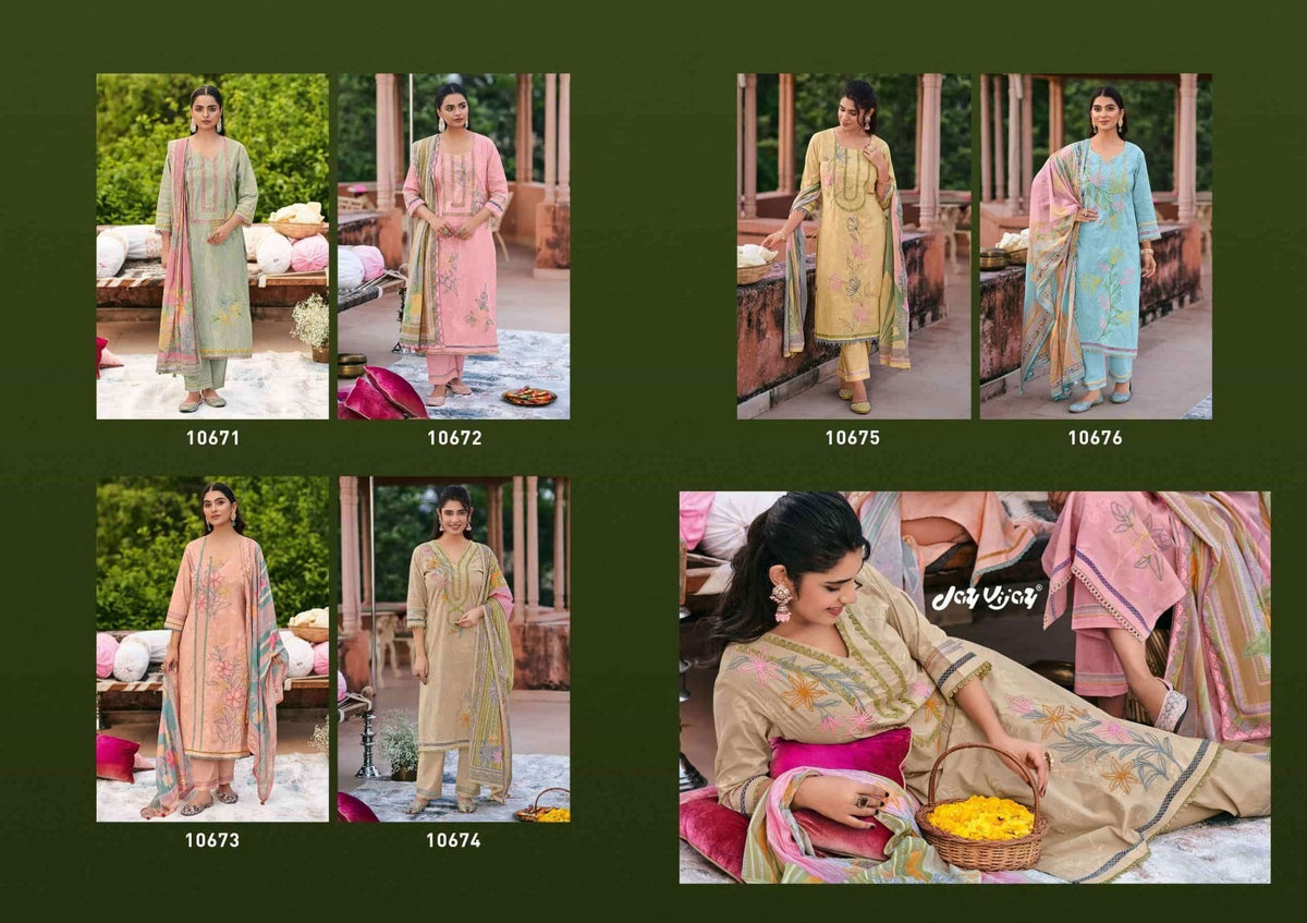 Jay Vijay Fitrah Premium Cotton Dress Material - Amrah Wholesale