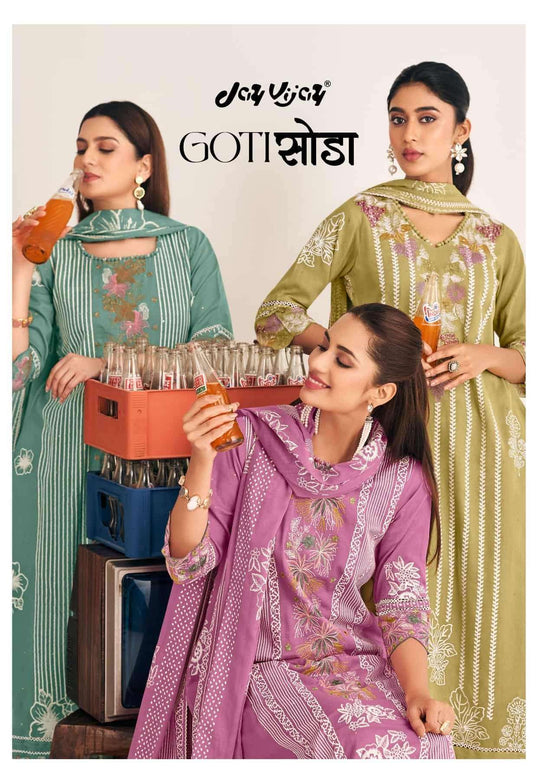 Jay Vijay Goti Soda Mal Mal Cotton Dress Material - Amrah Wholesale