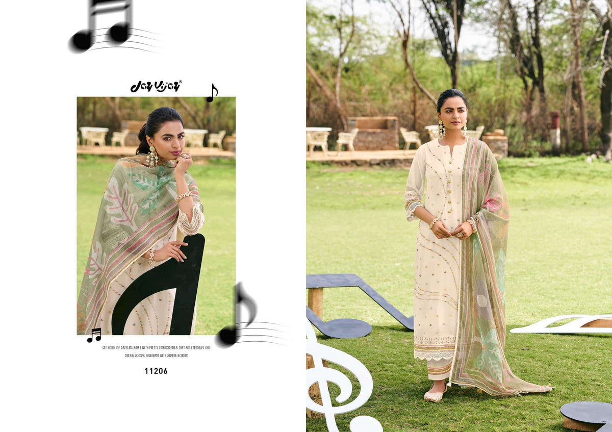 Jay Vijay Harmony Premium Mal Chanderi Dress Material - Amrah Wholesale