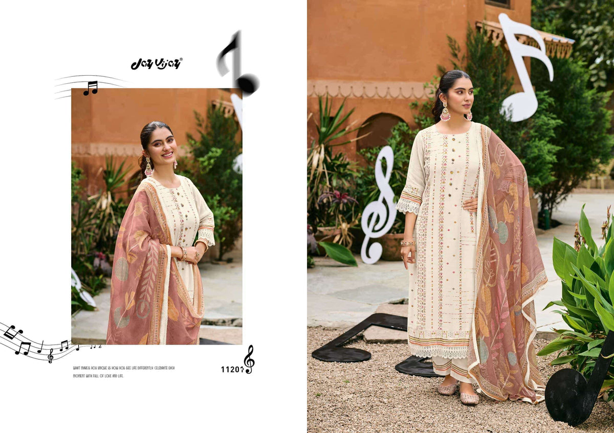 Jay Vijay Harmony Premium Mal Chanderi Dress Material - Amrah Wholesale