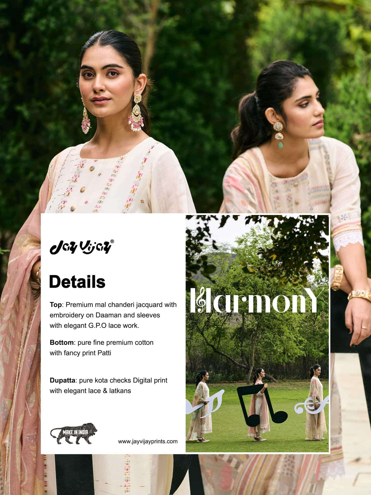 Jay Vijay Harmony Premium Mal Chanderi Dress Material - Amrah Wholesale