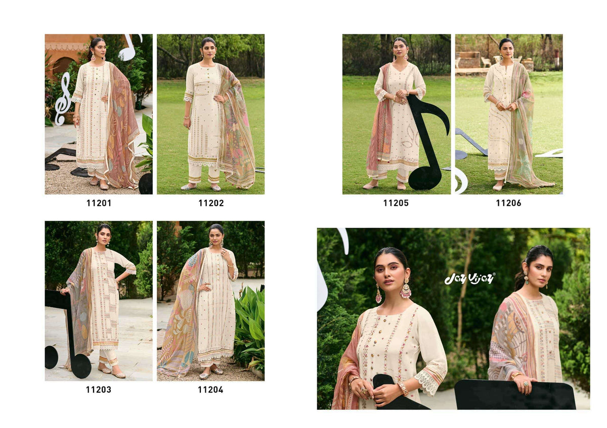 Jay Vijay Harmony Premium Mal Chanderi Dress Material - Amrah Wholesale