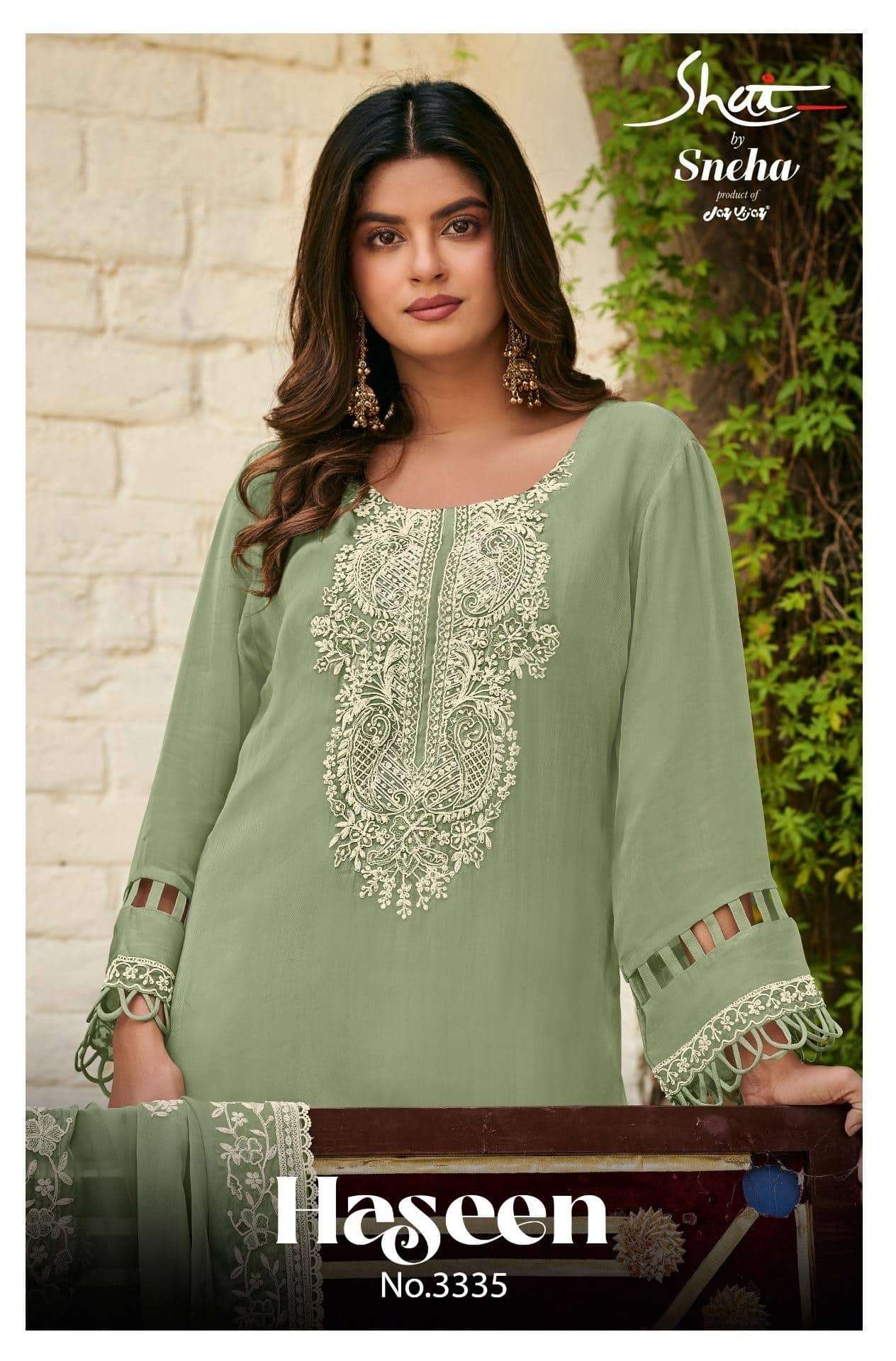 Jay Vijay Haseen 3335 Premium Organza Dress Material