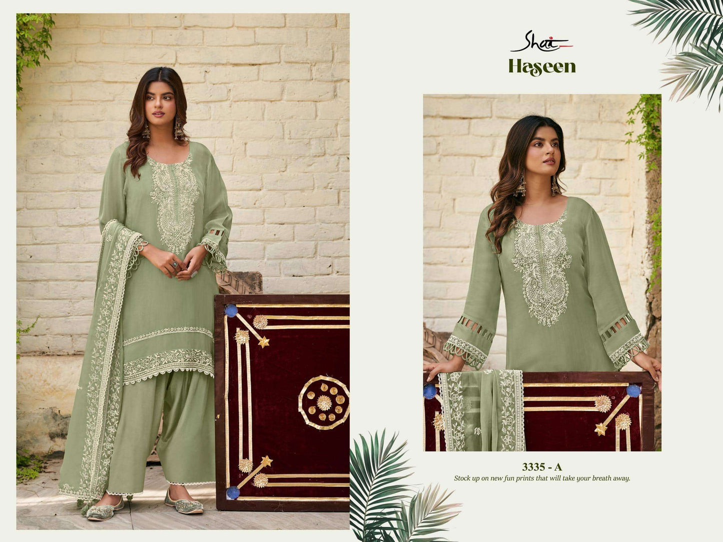 Jay Vijay Haseen 3335 Premium Organza Dress Material