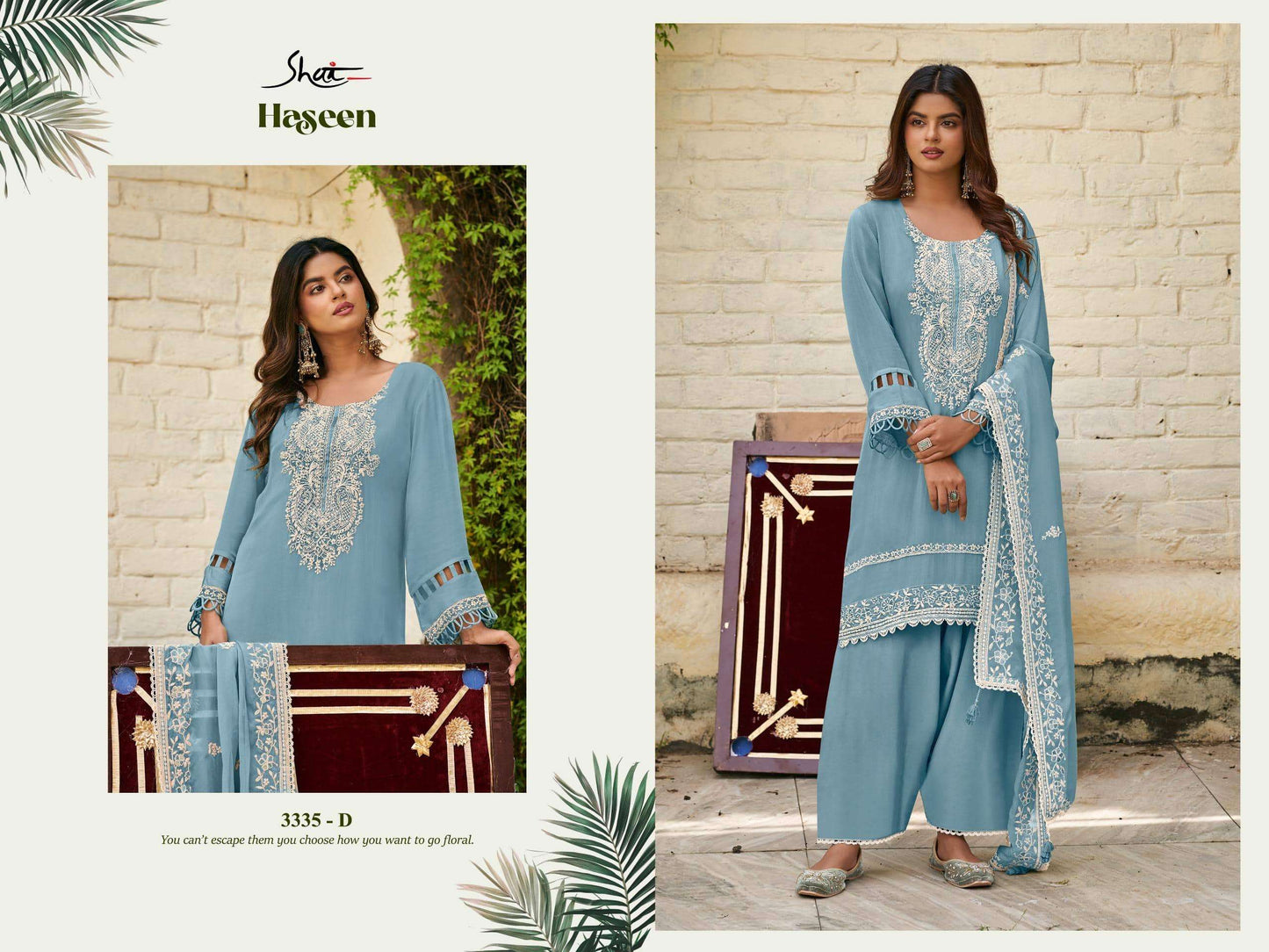 Jay Vijay Haseen 3335 Premium Organza Dress Material