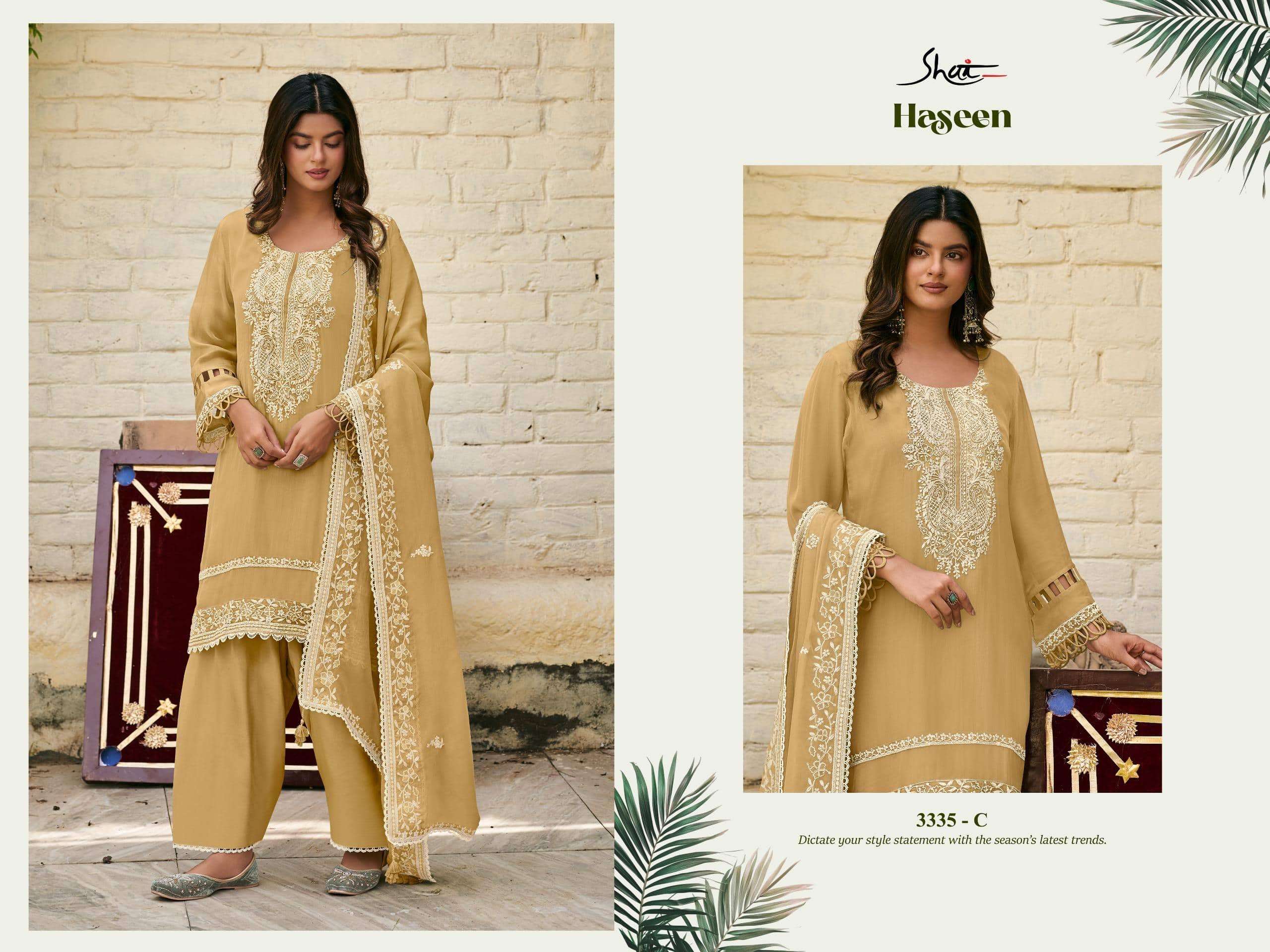 Jay Vijay Haseen 3335 Premium Organza Dress Material