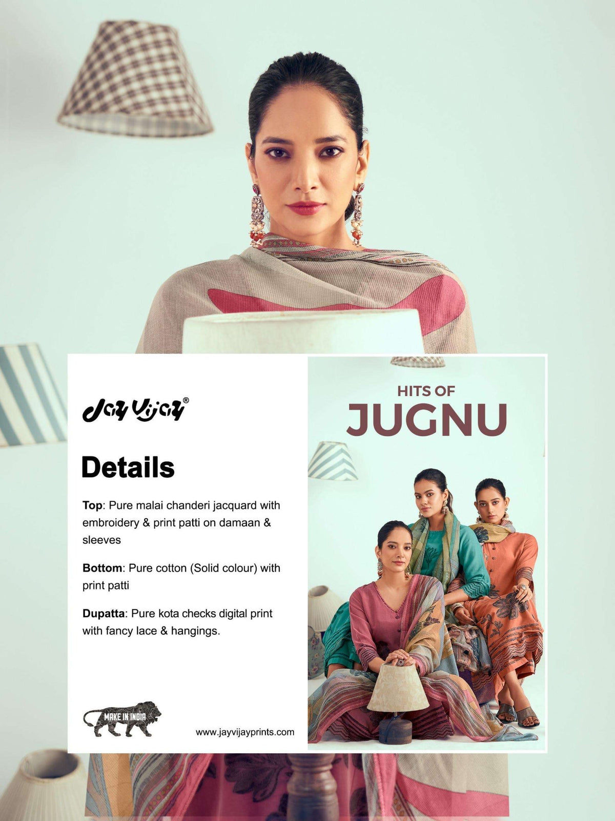 Jay Vijay Hits Of Jugnu Malai Chanderi Jacquard Dress Material - Amrah Wholesale