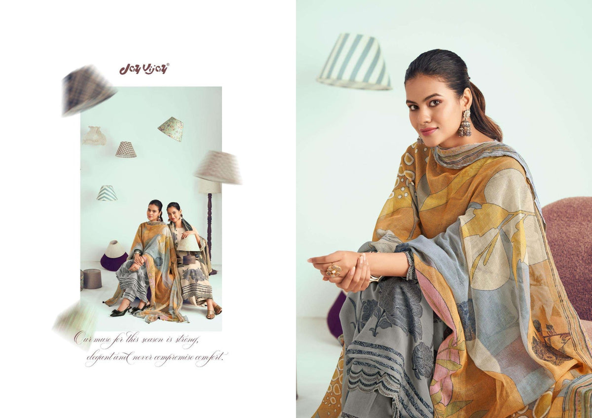 Jay Vijay Hits Of Jugnu Malai Chanderi Jacquard Dress Material - Amrah Wholesale