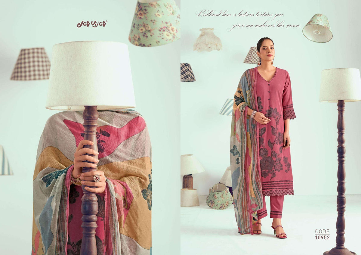 Jay Vijay Hits Of Jugnu Malai Chanderi Jacquard Dress Material - Amrah Wholesale