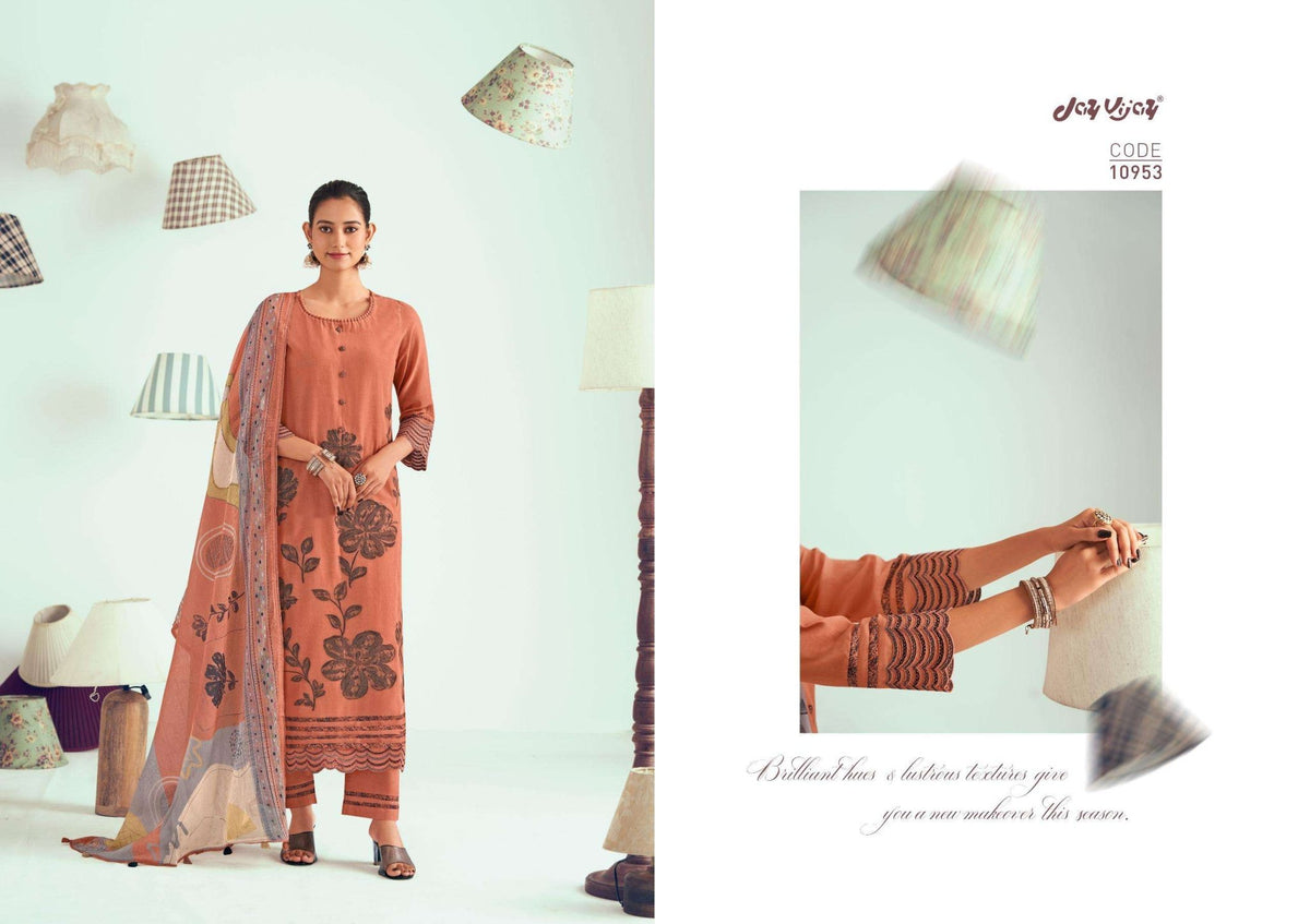 Jay Vijay Hits Of Jugnu Malai Chanderi Jacquard Dress Material - Amrah Wholesale