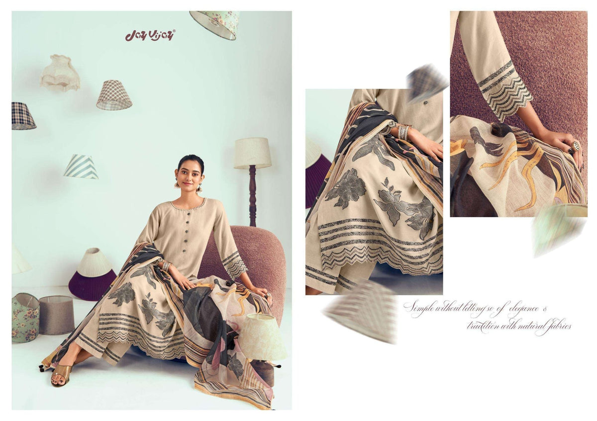 Jay Vijay Hits Of Jugnu Malai Chanderi Jacquard Dress Material - Amrah Wholesale