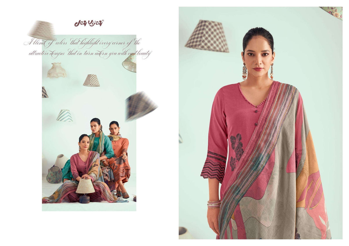 Jay Vijay Hits Of Jugnu Malai Chanderi Jacquard Dress Material - Amrah Wholesale