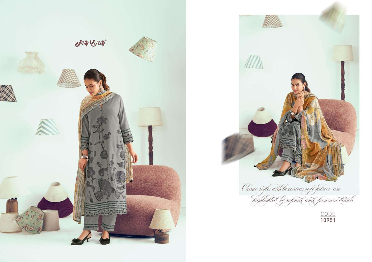 Jay Vijay Hits Of Jugnu Malai Chanderi Jacquard Dress Material - Amrah Wholesale