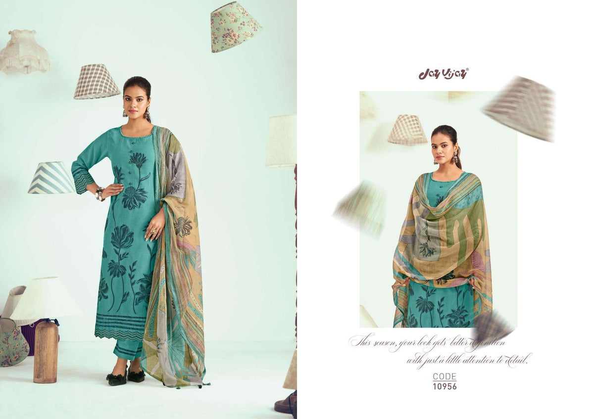 Jay Vijay Hits Of Jugnu Malai Chanderi Jacquard Dress Material - Amrah Wholesale