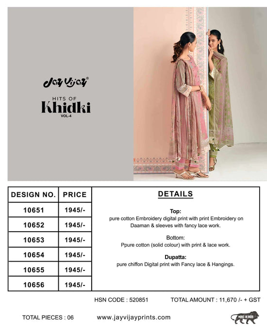 Jay Vijay Hits Of Khidki Vol 4 Pure Cotton Salwar Suit - Amrah Wholesale