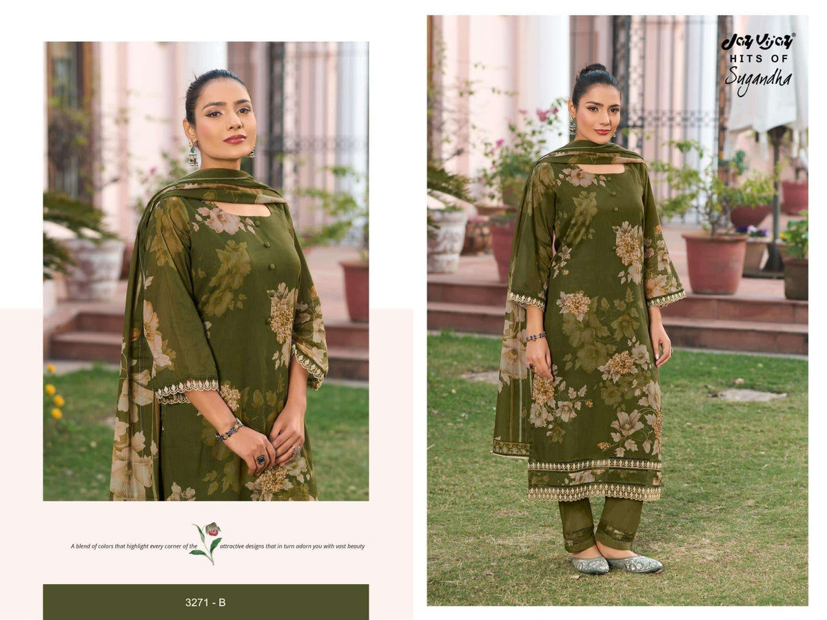Jay Vijay Hits Of Sugandha Mal Mal Unstitched Dress Material - Amrah Wholesale