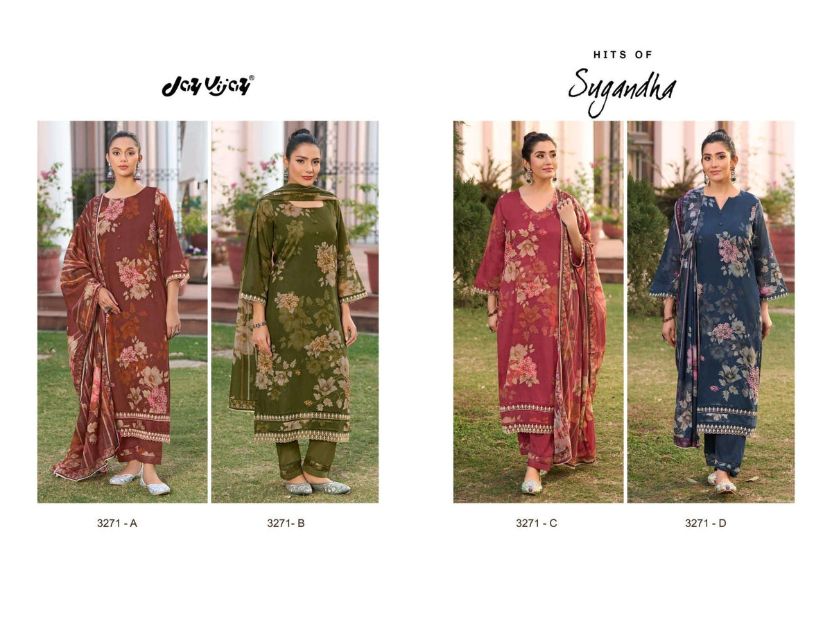 Jay Vijay Hits Of Sugandha Mal Mal Unstitched Dress Material - Amrah Wholesale