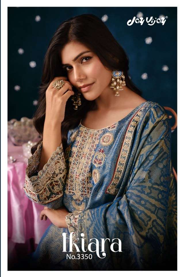 Jay Vijay Ikiara 3350 Premium Organza Jacquard Dress Material