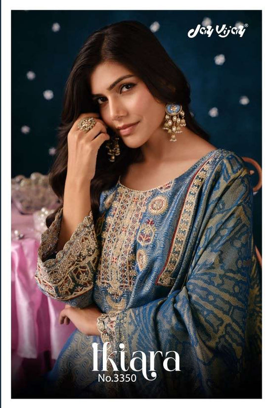 Jay Vijay Ikiara 3350 Premium Organza Jacquard Dress Material