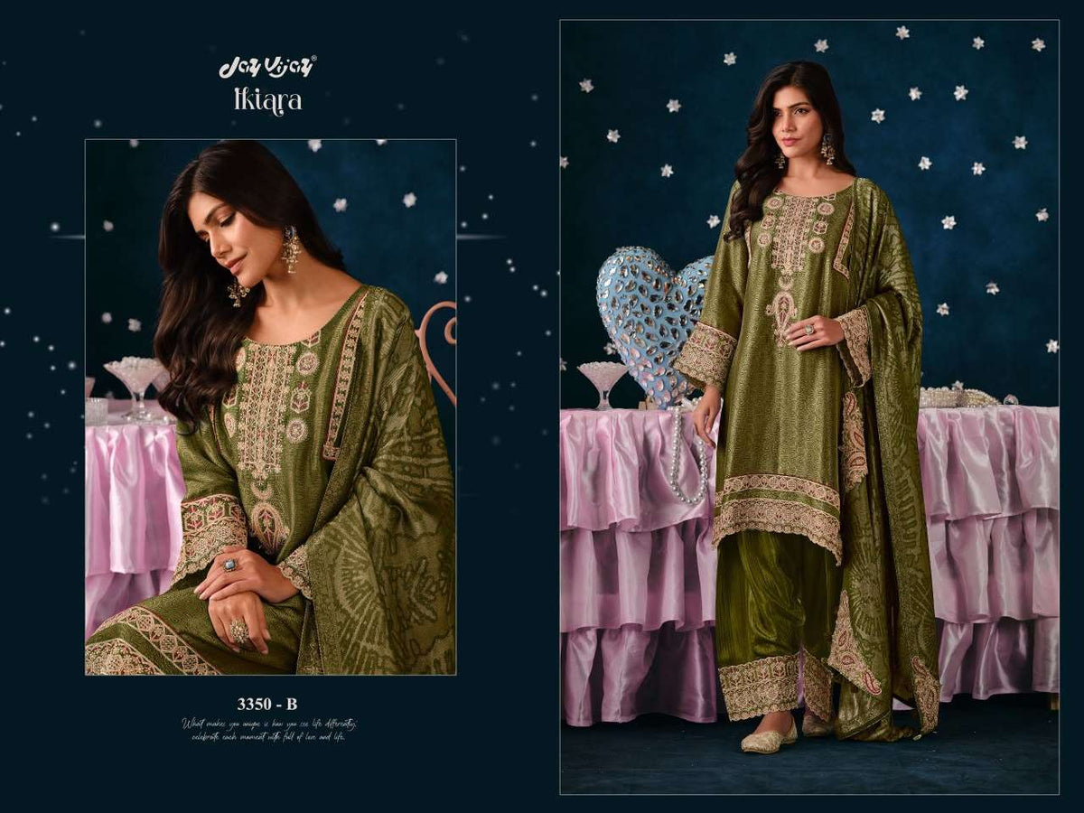 Jay Vijay Ikiara 3350 Premium Organza Jacquard Dress Material