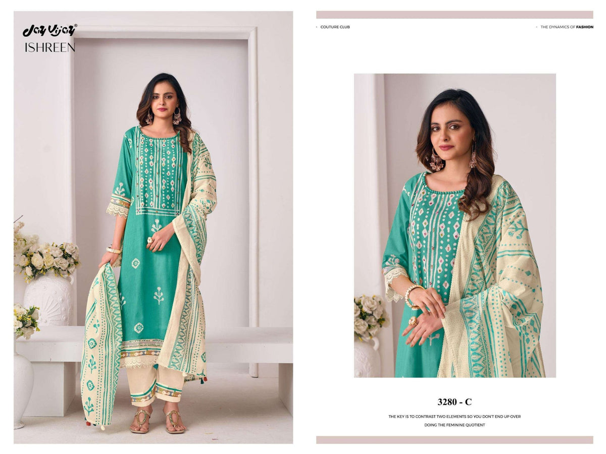 Jay Vijay Ishreen 3280 Pure Cotton Dress Material - Amrah Wholesale