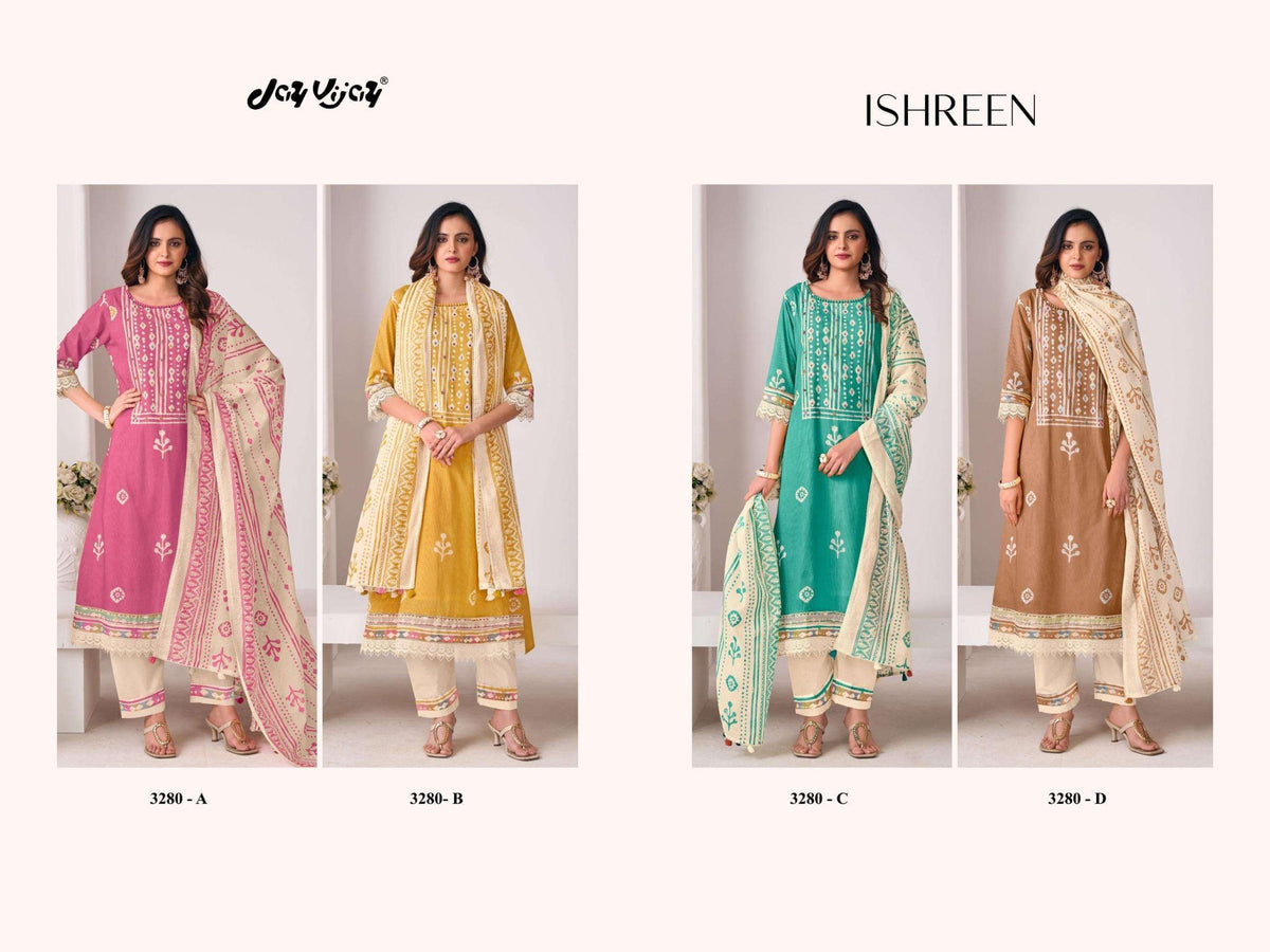 Jay Vijay Ishreen 3280 Pure Cotton Dress Material - Amrah Wholesale