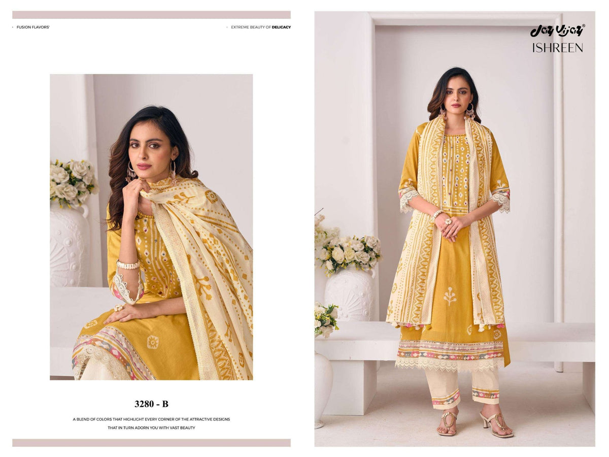 Jay Vijay Ishreen 3280 Pure Cotton Dress Material - Amrah Wholesale