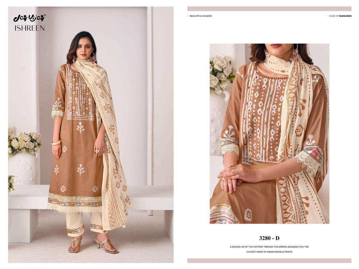 Jay Vijay Ishreen 3280 Pure Cotton Dress Material - Amrah Wholesale