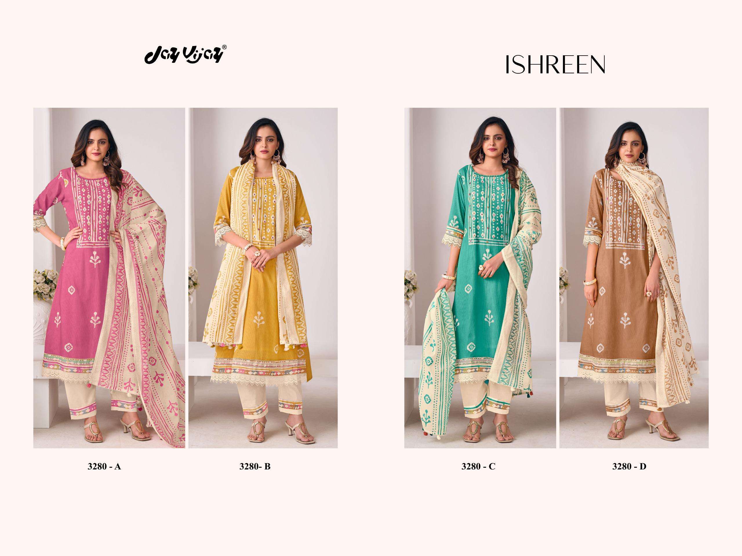 Jay Vijay Ishreen 3280 Pure Cotton Dress Material
