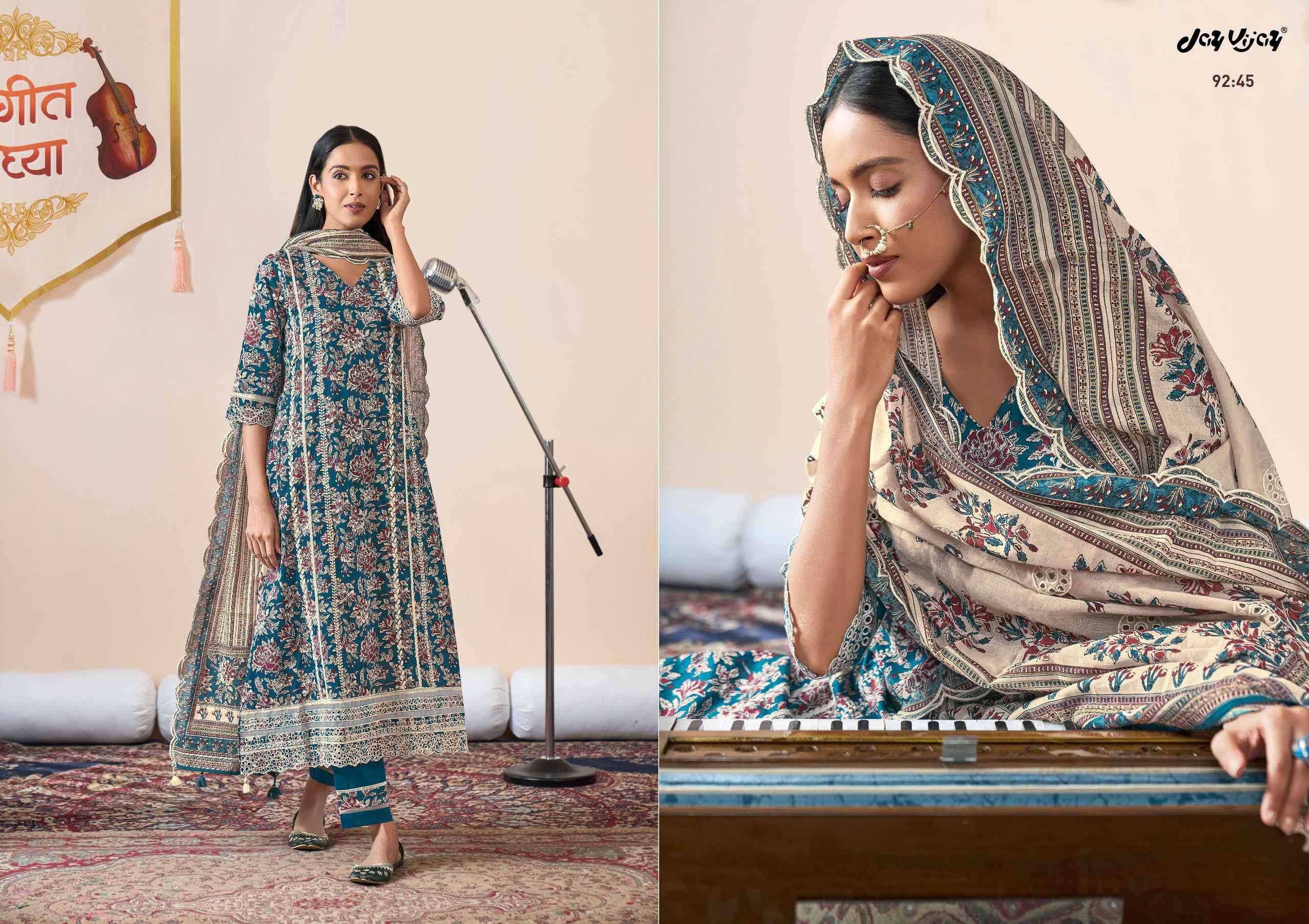 Jay Vijay Jahaan Vol 2 Pure Cotton Block Print Embroidered Dress Material