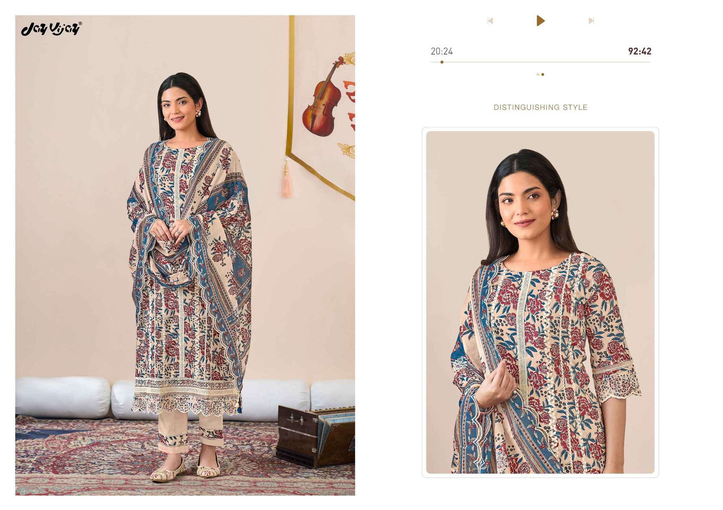 Jay Vijay Jahaan Vol 2 Pure Cotton Block Print Embroidered Dress Material